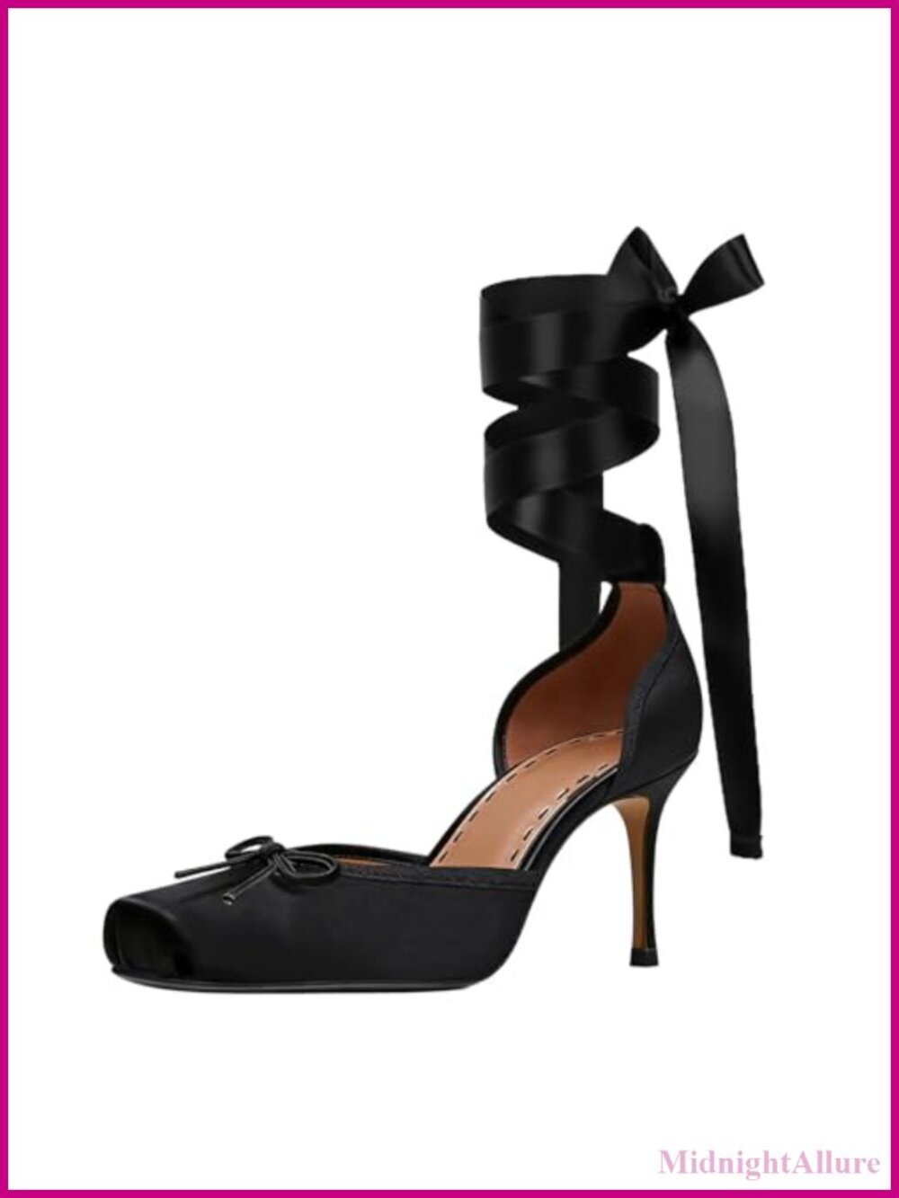 Satin Ballet High Heels Lace Up Ankle Strappy Pumps Square Toe Stiletto